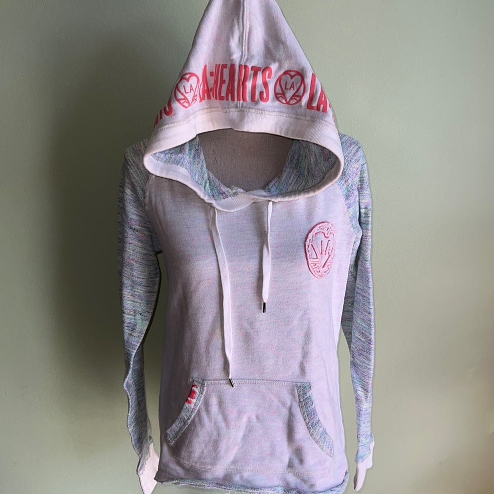 La Hearts Pop Fleck Knit Hoodie Sweatshirt